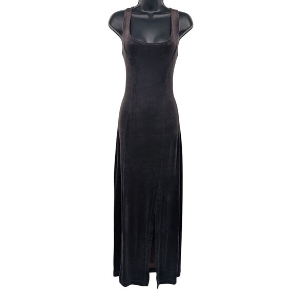 Vintage Velvet Maxi Slip Dress Women Size S Formal Side Slit 90s Romantic Retro - Picture 1 of 10
